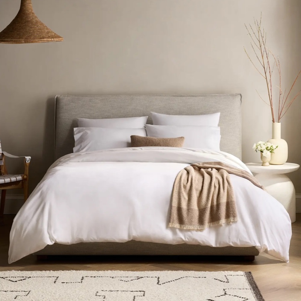 Quince Classic Organic Percale Queen Duvet Cover Set- White